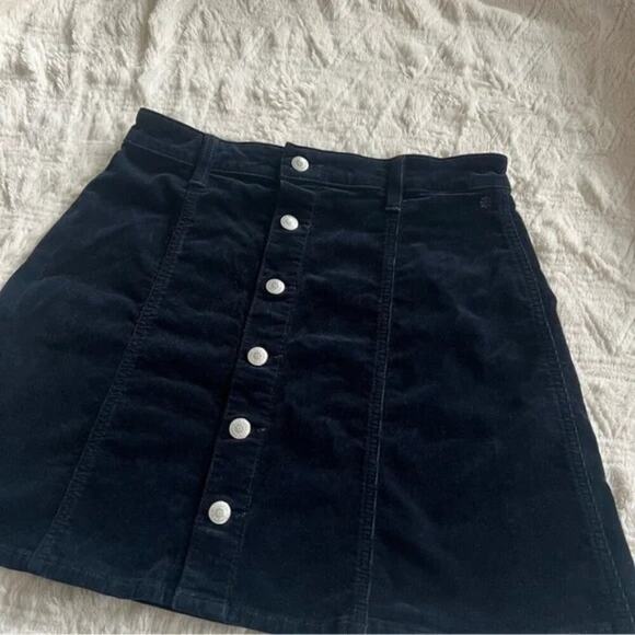 Alexa Chung For AG Navy Corduroy A-Line Mini Skirt - Picture 3 of 8